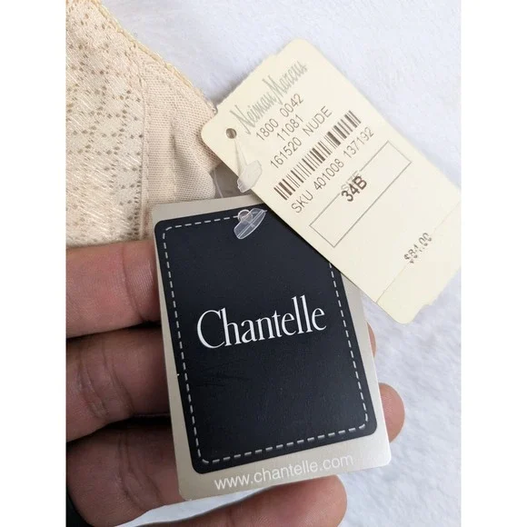 NWT Chantelle Nude Lace Sheer Full Coverage Underwire‎ Bra 34B French Creation